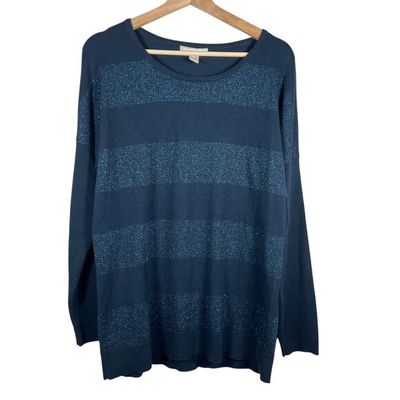 Banana Republic Sweater Angora Rabbit Hair Blend Womens XL Blue Metallic - Picture 1 of 8